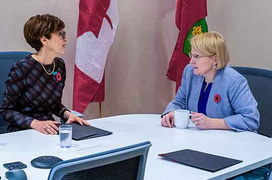 Photo of Silvie Crawford, CNO's CEO & Executive Director, and Sylvia Jones, Deputy Premier and Minister of Health 